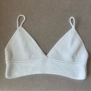 Zara Knit White Strappy Triangle Style Crop Top Size M